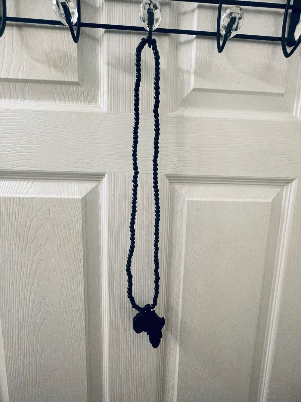 Vintage Black Beaded Africa Pendant Necklace